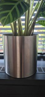Solide RVS bloempot / plantenbak, zilver, H 25 x B 24cm, Tuin en Terras, Bloempotten, Rond, Zo goed als nieuw, Metaal, Tuin