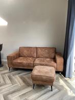 2-zitter bank + poef, Ophalen, Gebruikt, 75 tot 100 cm, Rechte bank