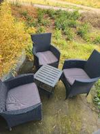 Tuinset-3 stoelen en bijzettafel, Ophalen, Gebruikt, Bijzettafel, 3 zitplaatsen