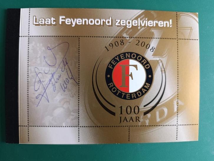 Handtekening van John de Wolf op postzegelboekje Feyenoord, Verzamelen, Sportartikelen en Voetbal, Nieuw, Overige typen, Feyenoord