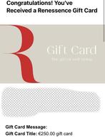 Renessence gift card van €250, Eén persoon, Cadeaubon, Spa of Sauna