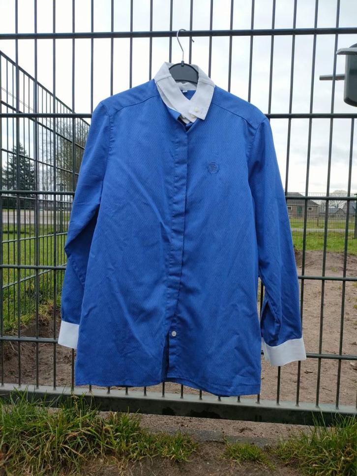blauwe wedstrijdblouse, Dieren en Toebehoren, Paardrijkleding, Zo goed als nieuw, Dames, Heren, Kinderen, Bovenkleding, Overige soorten