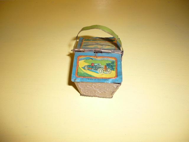 Mie18<> ;antiek blikken picknick /boodschappenmandje 6x3 cm, Ophalen of Verzenden