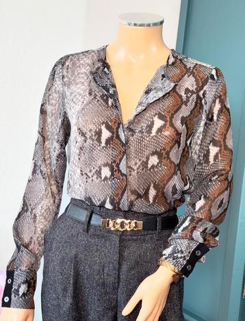 NÜ DENMARK blouse maat S - bruin - grijs - slangenprint beschikbaar voor biedingen