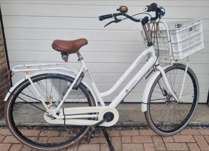 Witte Stadsfiets - Gebruikt, Fietsen en Brommers, Fietsen | Dames | Damesfietsen, Gebruikt, Overige merken, Versnellingen, 56 cm of meer