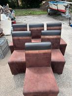 Set van 6 bruin suede eetkamerstoelen bijna gratis, Ophalen, Gebruikt, Bruin