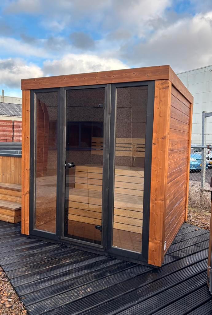 Thermowood panorama sauna buitensauna tuinsauna buiten sauna, Sport en Fitness, Sauna, Nieuw, Ophalen of Verzenden