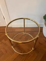 Vintage Messing Bijzettafel met Glazen Blad, Huis en Inrichting, Tafels | Bijzettafels, Ophalen, Minder dan 45 cm, Minder dan 55 cm