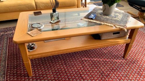 Eiken salon tafel met glass, Huis en Inrichting, Tafels | Salontafels, Zo goed als nieuw, 50 tot 75 cm, 50 tot 100 cm, 100 tot 150 cm