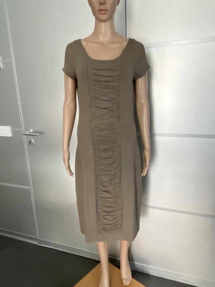 i517 Claudia Strater maat 38=M jurk jurkje Olijf-groen, Kleding | Dames, Jurken, Zo goed als nieuw, Maat 38/40 (M), Groen, Knielengte