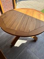 Tuintafel massief teakhout izgst 110cm, Ophalen, Zo goed als nieuw, Rond, Teakhout