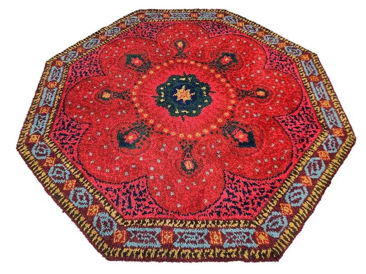 Handgeknoopt oosters wol Smyrna tapijt achthoek 196x196cm, Huis en Inrichting, Stoffering | Tapijten en Kleden, Zo goed als nieuw