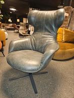 Oorfauteuil draai fauteuil peaches groen leder  opruiming