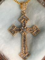 Goudkleurig Kruis Hanger met Strass, Overige materialen, Nieuw, Ophalen of Verzenden, Kruis of Symbool