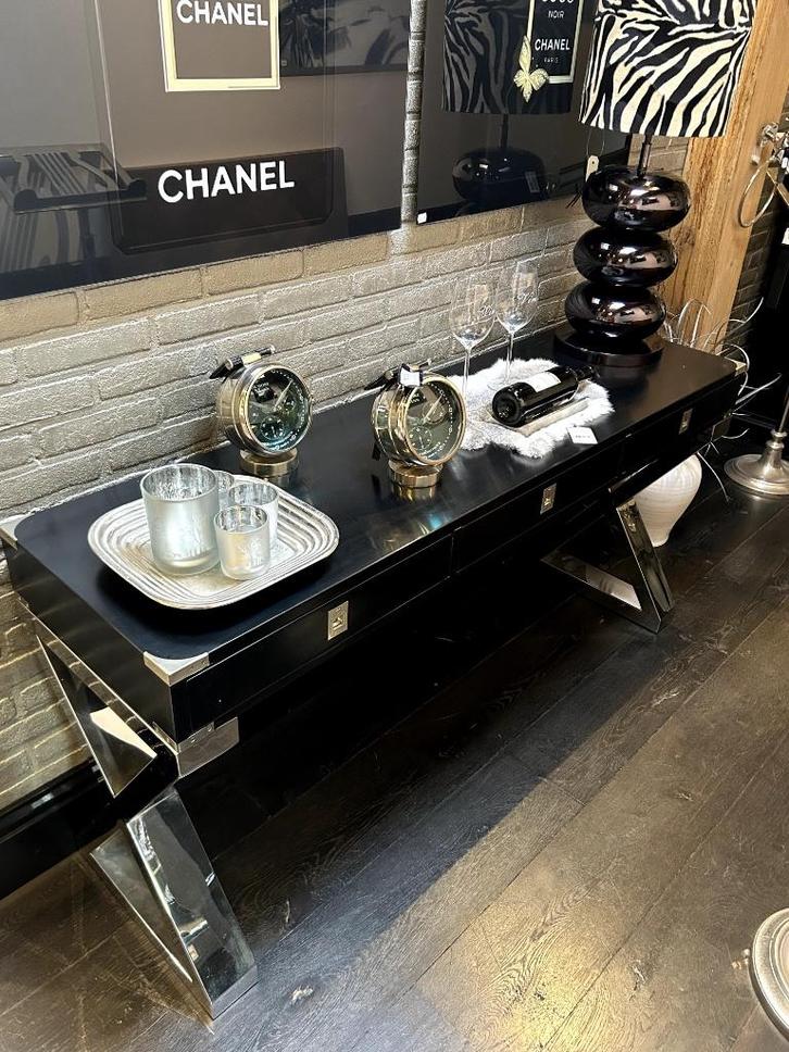 Eichholtz side table black, Huis en Inrichting, Tafels | Sidetables, Zo goed als nieuw, 25 tot 50 cm, 50 tot 100 cm, Rechthoekig