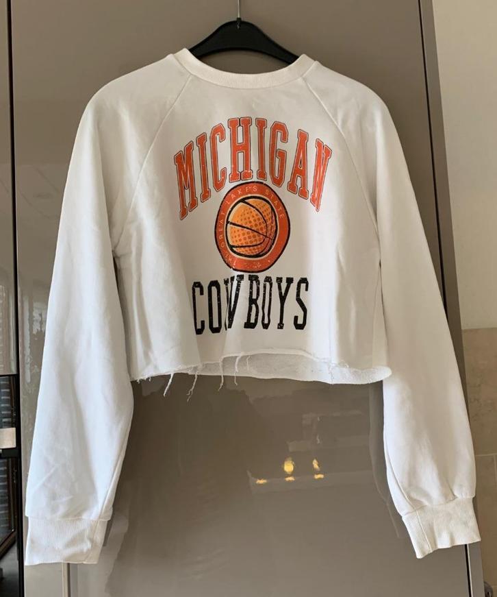 Witte Stradivarius trui met opdruk, maat XS, Kleding | Dames, Truien en Vesten, Zo goed als nieuw, Maat 34 (XS) of kleiner, Wit