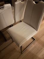4 Leren Stoelen - Zeer Goede Staat - Crème/Gebroken Wit, Huis en Inrichting, Stoelen, Wit, Leer, Ophalen of Verzenden, Zo goed als nieuw
