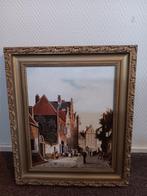 schilderij bedrijvigheid zonovergoten straat zonnig straatje, Antiek en Kunst, Kunst | Schilderijen | Klassiek, Ophalen
