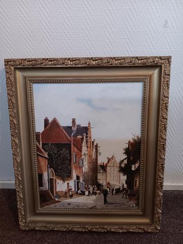 schilderij bedrijvigheid zonovergoten straat zonnig straatje beschikbaar voor biedingen