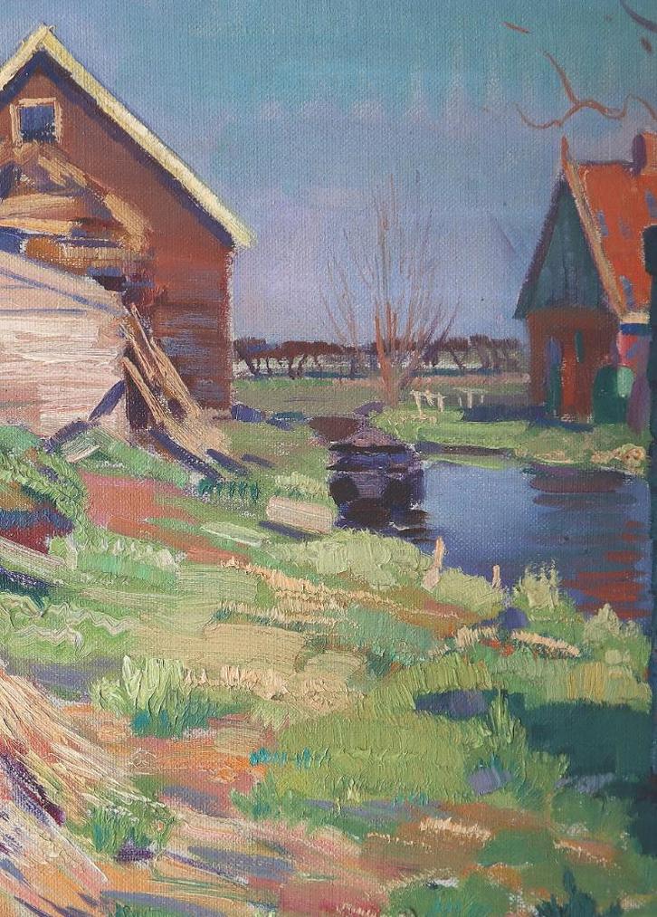 Schilderij Frits Hubeek (1884-1952), voorjaarsdag, Antiek en Kunst, Kunst | Schilderijen | Abstract, Ophalen of Verzenden