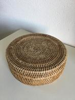 Birma riet ronde doos, mand met deksel 25,5 x 9 cm, Gebruikt, Mand, Rond, Ophalen of Verzenden