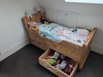 Stoer steigerhouten bed met opberglades (inc. matras), 70 tot 85 cm, Ophalen of Verzenden, Zo goed als nieuw, Lattenbodem
