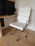 Geïnspireerd op iconische Eames EA219, wit leren bureaustoel, Ergonomisch, Bureaustoel, Wit, Zo goed als nieuw