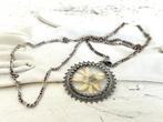 Vintage zilveren Edeweiss hanger aan ketting, Ophalen, Zilver, Hanger