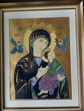 Icoon: Madonna with child.  Samen met icoon Johannes €50 beschikbaar voor biedingen