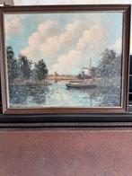 Schilderij Amsterdamse School - Molen en Waterlandschap, Antiek en Kunst, Kunst | Schilderijen | Klassiek, Ophalen of Verzenden