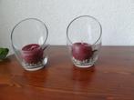 2 glazen met bolkaars (leuk rode kleur), Overige materialen, Nieuw, Ophalen of Verzenden, Kandelaar