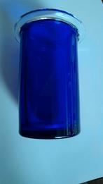 Kobalt blauwe vaas of waxinelichtjes houder, Gebruikt, Overige kleuren, Ophalen of Verzenden, Glas