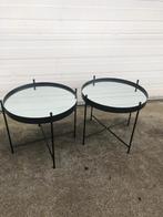 Salontafel rond 45 cm 3 stuks zwart met spiegel, Ophalen, Minder dan 50 cm, Rond, Minder dan 50 cm
