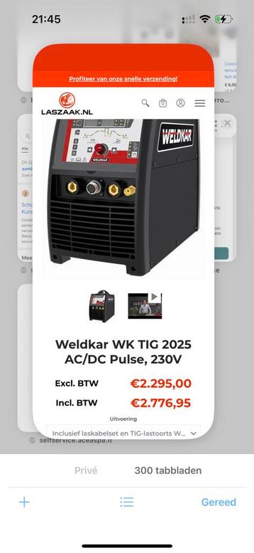 Weldkar WK TIG 2025 AC/DC Pulse - 230V Lasmachine beschikbaar voor biedingen