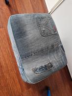 Unieke denim poef, Huis en Inrichting, Banken | Voetenbanken en Poefen, Ophalen, Minder dan 50 cm, Gebruikt, Vintage