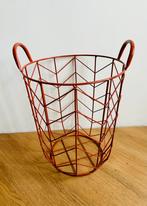 Metalen mand prullenbak oranje bruin, Ophalen, Gebruikt, 20 tot 30 liter, Metaal