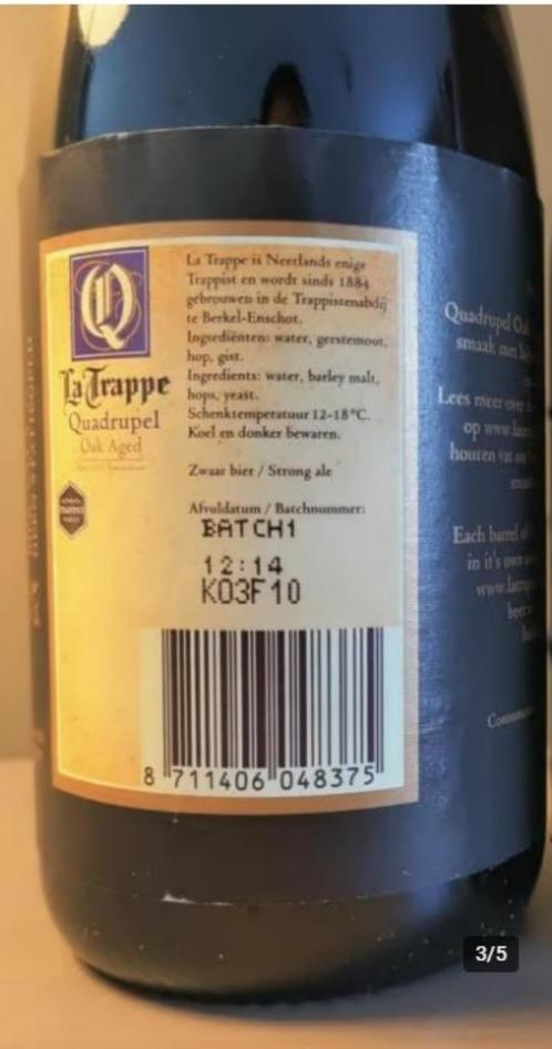 La Trappe Trappisten Bier Quadrupel Oak Aged batch 1, Verzamelen, Biermerken, Zo goed als nieuw, Flesje(s), La Trappe, Verzenden