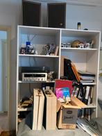 Stereo receiver, platenspeler, 2 boxen, 100 lp,s, 100 single, Ophalen, Gebruikt