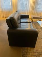 Zwart leren driezitsbank, Huis en Inrichting, Banken | Sofa's en Chaises Longues, Ophalen, Driepersoons, Zo goed als nieuw, 200 tot 250 cm