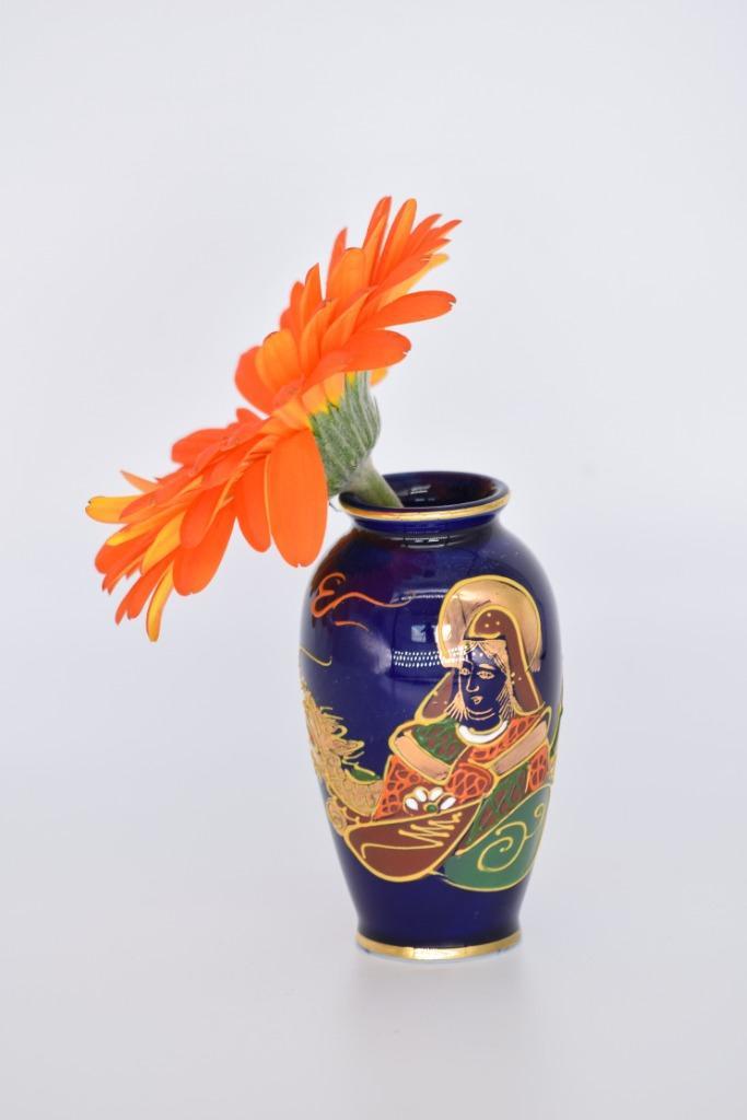 Vintage Japanse Satsuma Moriage Vaas – Gemerkt, Kobaltblauw, Antiek en Kunst, Antiek | Porselein, Ophalen of Verzenden