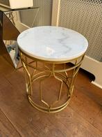Small side table made of metal, gold with real marble top, Huis en Inrichting, Tafels | Bijzettafels, Ophalen, Zo goed als nieuw