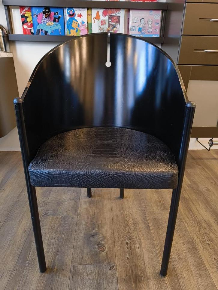 Zwart houten stoelen lederlook (x7), Huis en Inrichting, Stoelen, Gebruikt, Vijf, Zes of meer stoelen, Zwart, Ophalen