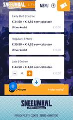 Sneeuwbal festival Utrecht tickets 2x, Twee personen