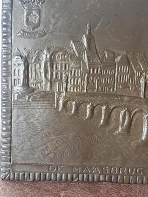 koperen plaat Latoen Maasbrug Maastricht, Antiek en Kunst, Antiek | Koper en Brons, Koper, Ophalen