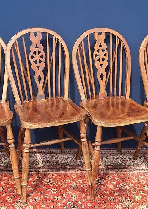 Antieke wheelchair stoelen, set van 2, Windsor chairs, Huis en Inrichting, Stoelen, Gebruikt, Twee, Hout, Bruin, Ophalen of Verzenden