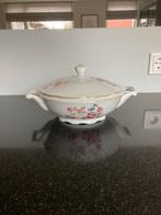 Vintage dekschaal met roze bloemenmotief, Ophalen of Verzenden