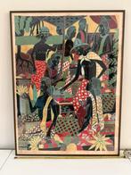 Afrikaanse markt op linnen mateus, Antiek en Kunst, Kunst | Schilderijen | Modern, Ophalen of Verzenden