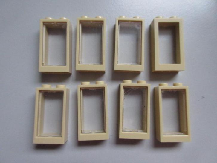 nr. 8872, 8 Beige raampjes met glas (80593) Verzenden kan., Kinderen en Baby's, Speelgoed | Duplo en Lego, Zo goed als nieuw, Lego