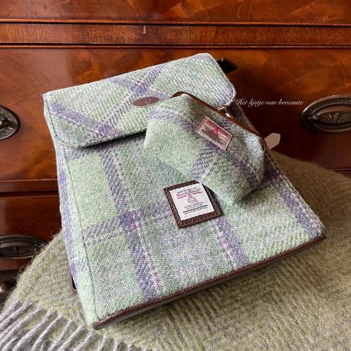 Harris Tweed mini backpack/ rugzak met beursje Faded Stewart, Sieraden, Tassen en Uiterlijk, Tassen | Rugtassen, Nieuw, 25 tot 40 cm