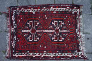 vintage geweven kleed tapijt rood wit wol soepel stevig. beschikbaar voor biedingen